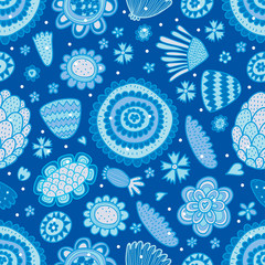 Cute floral seamless pattern with spring flower. Vintage flowers illustration. Template for fashion prints.