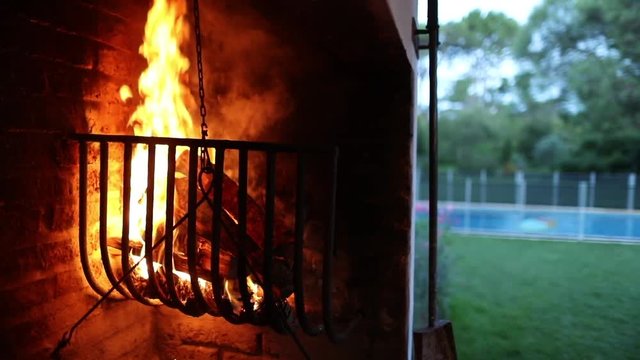 Backyard home fire for churrasco or parrilla
