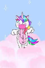 Cute unicorn cartoon vector illustration