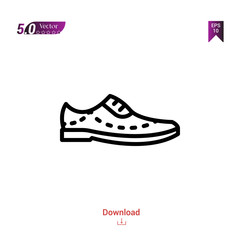 Outline SHOE icon. shoe icon vector isolated on white background. man-footwear. Graphic design, mobile application,professions icons 2019 year, user interface. Editable stroke. EPS10 format