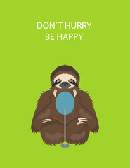 The story of one sloth. At home. Funny cartoon sloths in different postures set © a7880ss