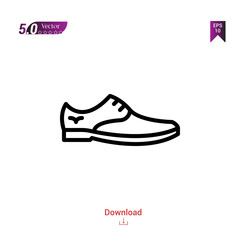 Outline SHOE icon. shoe icon vector isolated on white background. man-footwear. Graphic design, mobile application,professions icons 2019 year, user interface. Editable stroke. EPS10 format