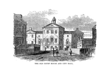 Boston city. Engraving illustration