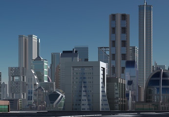 3D Rendered Futuristic City - 3D Illustration