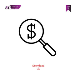 Outline search icon. search icon vector isolated on white background.marketing . Graphic design, mobile application,professions icons 2019 year, user interface. Editable stroke. EPS10 format