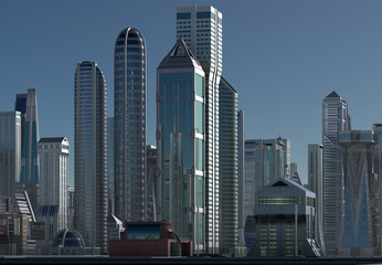 Obraz premium 3D Rendered Futuristic City - 3D Illustration