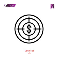 Outline target  icon. target  icon vector isolated on white background.marketing . Graphic design, mobile application,professions icons 2019 year, user interface. Editable stroke. EPS10 format