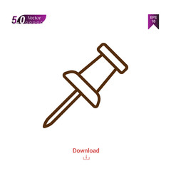 Outline PUSH-PIN icon. push-pin icon vector isolated on white background. man-footwear. Graphic design, mobile application,professions icons 2019 year, user interface. Editable stroke. EPS10 format