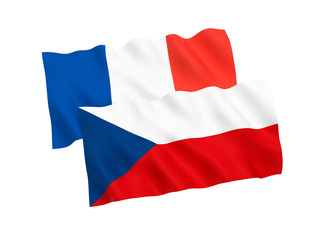 Flags of France and Czech Republic on a white background