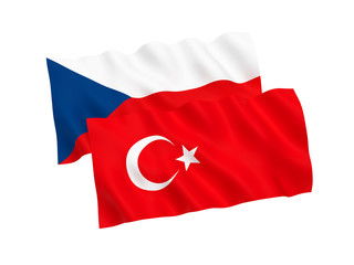 Flags of Turkey and Czech Republic on a white background