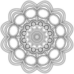 Mandala Intricate Patterns Black and White. Hand drawn abstract background. Decorative retro banner isolated. Invitation, t-shirt print, wedding card, scrapbooking. Tattoo element.