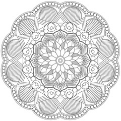 Fototapeta premium Mandala Intricate Patterns Black and White. Hand drawn abstract background. Decorative retro banner isolated. Invitation, t-shirt print, wedding card, scrapbooking. Tattoo element.