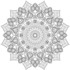 Mandala Intricate Patterns Black and White. Hand drawn abstract background. Decorative retro banner isolated. Invitation, t-shirt print, wedding card, scrapbooking. Tattoo element.