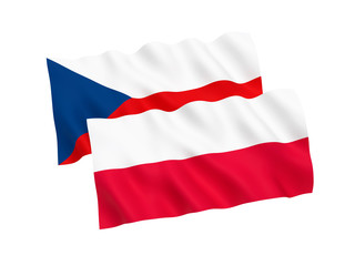 Flags of Poland and Czech Republic on a white background