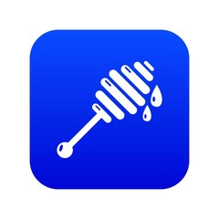 Honey ladle icon blue vector isolated on white background