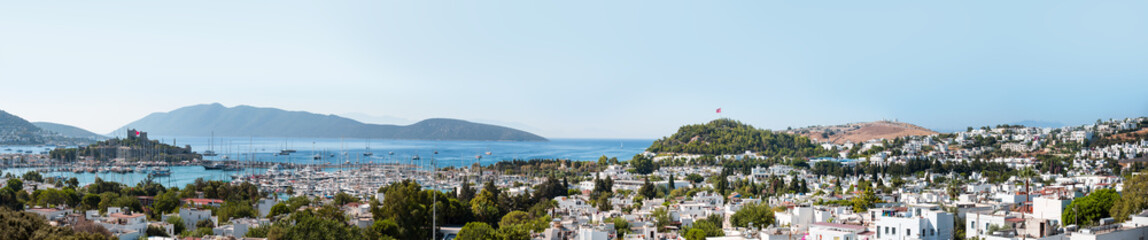 Panoramic view of Saint Peter Castle (Bodrum castle) and marina - Bodrum, Turkey