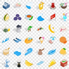 Turkey icons set. Isometric style of 36 turkey vector icons for web for any design