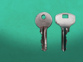 Keys on a green background