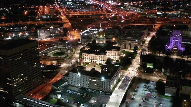 Aerial of Downtown Atlanta, Georgia at Night