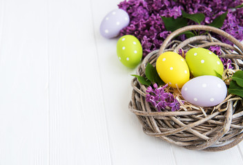 Nest with easter eggs