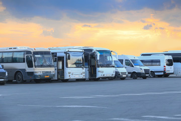 tourist buses on parking