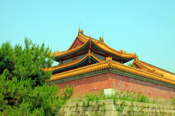 Chinese ancient architectural landscape, Yellow glazed tile roof