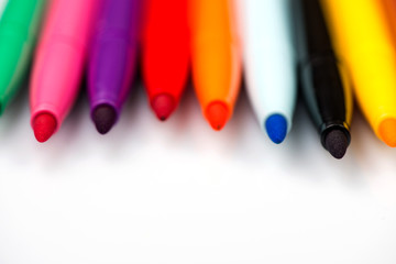  colored markers close-up. markers