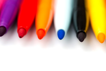  colored markers close-up. markers