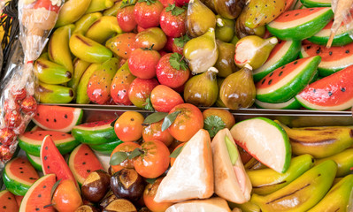 detail of marzipan at market