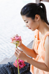 thai bora dress model and lotus