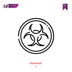 Outline biohazard icon. biohazard icon vector isolated on white background.disaster. Graphic design, mobile application, icons 2019 year, user interface. Editable stroke. EPS10 format