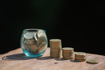 Stack of golden coins, Stack money coin for growing your business