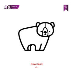Outline bear  icon. bear icon vector isolated on white background. forest-animals. Graphic design, mobile application, icons 2019 year, user interface. Editable stroke. EPS10 format