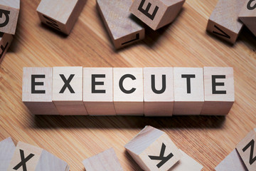 EXECUTE Word In Wooden Cube