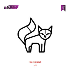 Outline fox  icon. fox  icon vector isolated on white background. forest-animals. Graphic design, mobile application, icons 2019 year, user interface. Editable stroke. EPS10 format