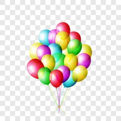 Realistic color balloons set, isolated on transparent background.