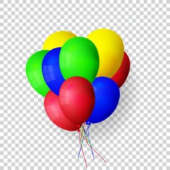 Vector realistic bunch helium balloons isolated.