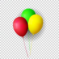 Vector realistic bunch helium balloons isolated.