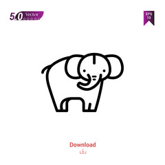 Outline elephant icon. elephant icon vector isolated on white background. forest-animals. Graphic design, mobile application, icons 2019 year, user interface. Editable stroke. EPS10 format
