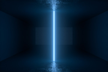 Fototapeta premium 3d rendering, glowing magic lines in anbanoned room, dark background