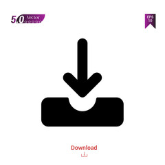 Outline black download icon. download icon vector isolated on white background. Graphic design, mobile application, icons 2019 year, user interface. Editable stroke. EPS 10 format