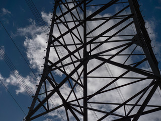 Image of power pole with cloudy background