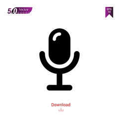 Outline black microphone icon. microphone icon vector isolated on white background. Graphic design, mobile application, icons 2019 year, user interface. Editable stroke. EPS 10 format