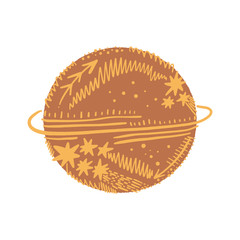 Vector patterned Saturn art, clip art, isolated symbol