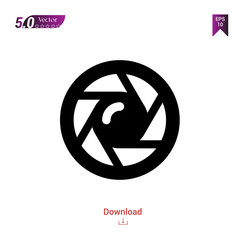 Outline black shutter icon. shutter icon vector isolated on white background. Graphic design, mobile application, icons 2019 year, user interface. Editable stroke. EPS 10 format