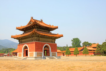 Fototapeta premium Chinese ancient architectural landscape in Eastern Royal Tombs of the Qing Dynasty, China