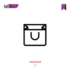 Outline black shopping-bag  icon. shopping-bag icon vector isolated on white background. Graphic design, mobile application, icons 2019 year, user interface. Editable stroke. EPS 10 format