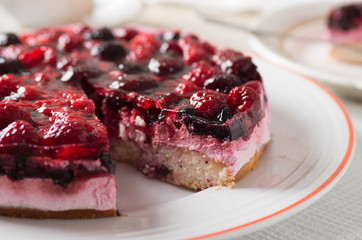 fruit cake with berries and other fruits