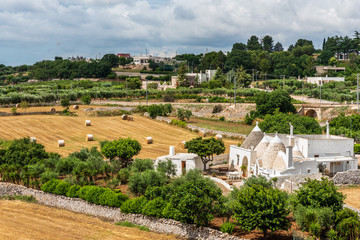 Locorotondo and the Itria valley. Between white houses and Trulli. Puglia, Italy