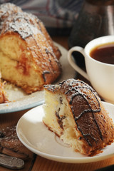 A biscuit cake with chocolate